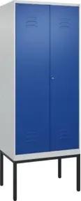C+P PSA Doppel-Spind Classic PLUS, Gestell, 2 Abteile, 2120x800x500mm, 7035/5010 Verschluss Zylinderschloss