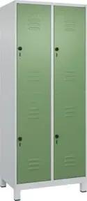C+P Doppelstock-Spind Classic PLUS, Füße, 2 Abteile, 1950x800x500mm, 7035/6011