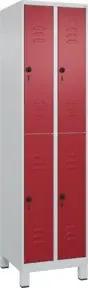 C+P Doppelstock-Spind Classic PLUS, Füße, 2 Abteile, 1950x500x500mm, 7035/3003