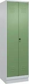 C+P Wäsche-Spind Classic PLUS, Sockel, 2 Abteile, 1950x600x500mm, 7035/6011 Verschluss Sicherheits-Drehriegel Trennwand mittig