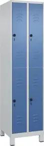 C+P Doppelstock-Spind Classic PLUS, Füße, 2 Abteile, 1950x500x500mm, 7035/5023
