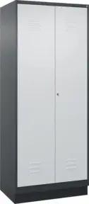 C+P Schwarz-Weiß-Spind Classic PLUS, Sockel, 2 Abteile, 1950x800x500mm, 7016/703 Front RAL 7035 Lichtgrau Verschluss Zylinderschloss