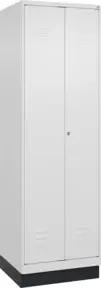 C+P Wäsche-Spind Classic PLUS, Sockel, 2 Abteile, 1950x600x500mm, 9016/9016 Verschluss Zylinderschloss Trennwand mittig