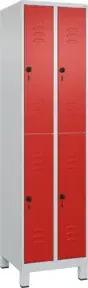 C+P Doppelstock-Spind Classic PLUS, Füße, 2 Abteile, 1950x500x500mm, 7035/3020