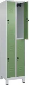 C+P Doppelstock-Spind Classic PLUS, Füße, 2 Abteile, 1950x500x500mm, 7035/6011