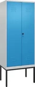 C+P PSA Doppel-Spind Classic PLUS, Gestell, 2 Abteile, 2120x800x500mm, 7035/5012 Verschluss Sicherheits-Drehriegel