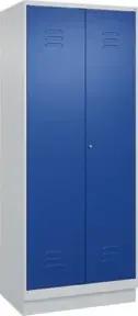 C+P Wäsche-Spind Classic PLUS, Sockel, 2 Abteile, 1950x800x500mm, 7035/5010 Verschluss Zylinderschloss Trennwand mittig