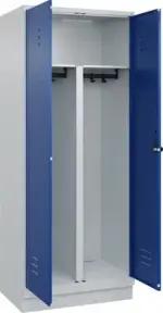 C+P PSA Doppel-Spind Classic PLUS, Sockel, 2 Abteile, 1950x800x500mm, 7035/5010 Verschluss Sicherheits-Drehriegel