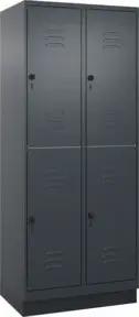 C+P Doppelstock-Spind Classic PLUS, Sockel, 2 Abteile, 1950x800x500mm, 7016/7016 Front RAL 7016 Anthrazitgrau