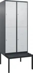 C+P Doppelstock-Spind Classic PLUS, Bank, 2 Abteile, 2120x800x815mm, 7016/7035 Verschluss Zylinderschloss Sitzbanktyp untergebaut Material Sitzfläche Kunststoff
