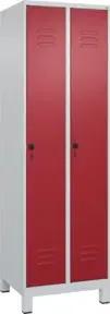C+P Wäsche-Spind Classic PLUS, Füße, 2 Abteile, 1950x600x500mm, 7035/3003 Verschluss Sicherheits-Drehriegel