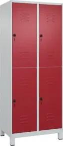 C+P Doppelstock-Spind Classic PLUS, Füße, 2 Abteile, 1950x800x500mm, 7035/3003