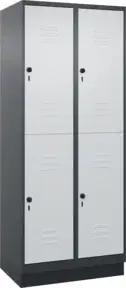 C+P Doppelstock-Spind Classic PLUS, Sockel, 2 Abteile, 1950x800x500mm, 7016/7035 Front RAL 7035 Lichtgrau