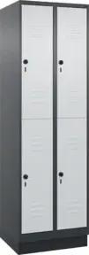 C+P Doppelstock-Spind Classic PLUS, Sockel, 2 Abteile, 1950x600x500mm, 7016/7035 Front RAL 7035 Lichtgrau