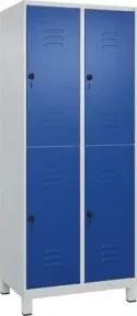 C+P Doppelstock-Spind Classic PLUS, Füße, 2 Abteile, 1950x800x500mm, 7035/5010
