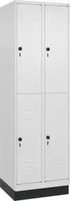 C+P Doppelstock-Spind Classic PLUS, Sockel, 2 Abteile, 1950x600x500mm, 9016/9016 Front RAL 9016 Verkehrsweiß