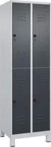 C+P Doppelstock-Spind Classic PLUS, Füße, 2 Abteile, 1950x600x500mm, 7035/7016