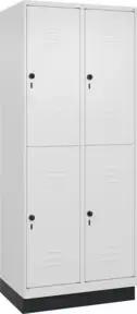 C+P Doppelstock-Spind Classic PLUS, Sockel, 2 Abteile, 1950x800x500mm, 9016/9016 Front RAL 9016 Verkehrsweiß
