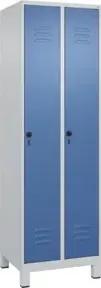 C+P Wäsche-Spind Classic PLUS, Füße, 2 Abteile, 1950x600x500mm, 7035/5023 Verschluss Sicherheits-Drehriegel