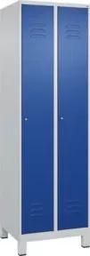 C+P Wäsche-Spind Classic PLUS, Füße, 2 Abteile, 1950x600x500mm, 7035/5010 Verschluss Zylinderschloss