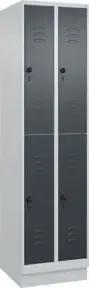 C+P Doppelstock-Spind Classic PLUS, Sockel, 2 Abteile, 1950x500x500mm, 7035/7016 Front RAL 7016 Anthrazitgrau