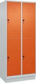 C+P Doppelstock-Spind Classic PLUS, Sockel, 2 Abteile, 1950x800x500mm, 7035/2004 Front RAL 2004 Reinorange