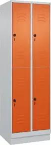 C+P Doppelstock-Spind Classic PLUS, Sockel, 2 Abteile, 1950x600x500mm, 7035/2004 Front RAL 2004 Reinorange