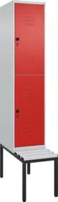 C+P Doppelstock-Spind Classic PLUS, Bank, 1 Abteil, 2120x400x815mm, 7035/3020 Verschluss Sicherheits-Drehriegel Sitzbanktyp untergebaut Material Sitzfläche Kunststoff