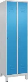 C+P Wäsche-Spind Classic PLUS, Füße, 2 Abteile, 1950x600x500mm, 7035/5012 Verschluss Zylinderschloss