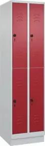 C+P Doppelstock-Spind Classic PLUS, Sockel, 2 Abteile, 1950x500x500mm, 7035/3003 Front RAL 3003 Rubinrot