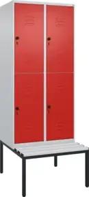 C+P Doppelstock-Spind Classic PLUS, Bank, 2 Abteile, 2120x800x815mm, 7035/3020 Verschluss Sicherheits-Drehriegel Sitzbanktyp untergebaut Material Sitzfläche Kunststoff