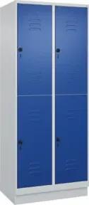 C+P Doppelstock-Spind Classic PLUS, Sockel, 2 Abteile, 1950x800x500mm, 7035/5010 Front RAL 5010 Enzianblau