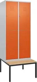 C+P Doppelstock-Spind Classic PLUS, Bank, 2 Abteile, 2120x800x815mm, 7035/2004 Verschluss Zylinderschloss Sitzbanktyp untergebaut Material Sitzfläche Buche-Hartholz