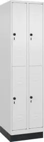 C+P Doppelstock-Spind Classic PLUS, Sockel, 2 Abteile, 1950x500x500mm, 9016/9016 Front RAL 9016 Verkehrsweiß