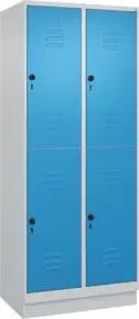 C+P Doppelstock-Spind Classic PLUS, Sockel, 2 Abteile, 1950x800x500mm, 7035/5012 Front RAL 5012 Lichtblau