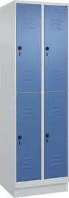 C+P Doppelstock-Spind Classic PLUS, Sockel, 2 Abteile, 1950x600x500mm, 7035/5023 Front RAL 5023 Fernblau