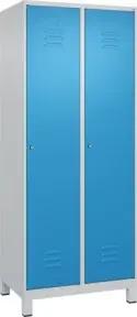 C+P Wäsche-Spind Classic PLUS, Füße, 2 Abteile, 1950x800x500mm, 7035/5012 Verschluss Zylinderschloss