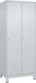 C+P Wäsche-Spind Classic PLUS, Füße, 2 Abteile, 1950x800x500mm, 7035/7035 Verschluss Zylinderschloss