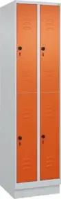 C+P Doppelstock-Spind Classic PLUS, Sockel, 2 Abteile, 1950x500x500mm, 7035/2004 Front RAL 2004 Reinorange
