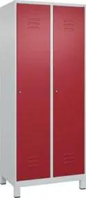 C+P Wäsche-Spind Classic PLUS, Füße, 2 Abteile, 1950x800x500mm, 7035/3003 Verschluss Zylinderschloss