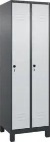 C+P Wäsche-Spind Classic PLUS, Füße, 2 Abteile, 1950x600x500mm, 7016/7035 Verschluss Sicherheits-Drehriegel