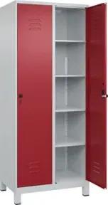 C+P Wäsche-Spind Classic PLUS, Füße, 2 Abteile, 1950x800x500mm, 7035/3003 Verschluss Sicherheits-Drehriegel