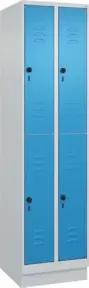 C+P Doppelstock-Spind Classic PLUS, Sockel, 2 Abteile, 1950x500x500mm, 7035/5012 Front RAL 5012 Lichtblau