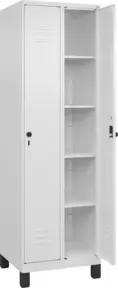 C+P Wäsche-Spind Classic PLUS, Füße, 2 Abteile, 1950x600x500mm, 9016/9016 Verschluss Sicherheits-Drehriegel