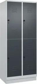 C+P Doppelstock-Spind Classic PLUS, Sockel, 2 Abteile, 1950x800x500mm, 7035/7016 Front RAL 7016 Anthrazitgrau