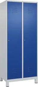 C+P Wäsche-Spind Classic PLUS, Füße, 2 Abteile, 1950x800x500mm, 7035/5010 Verschluss Zylinderschloss