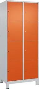 C+P Schließfachschrank Classic PLUS, Füße, 2 Abteile, 1950x800x500mm, 7035/2004 Innenhöhe Gefach oben (oberes 453 mm Front RAL 2004 Reinorange