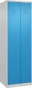C+P Wäsche-Spind Classic PLUS, 2 Abteile, 1850x600x500mm, 7035/5012 Verschluss Zylinderschloss Trennwand mittig