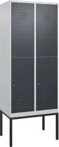 C+P Doppelstock-Spind Classic PLUS, Gestell, 2 Abteile, 2120x800x500mm, 7035/701 Verschluss Zylinderschloss Front RAL 7016 Anthrazitgrau