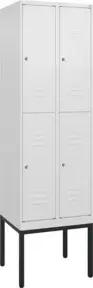 C+P Doppelstock-Spind Classic PLUS, Gestell, 2 Abteile, 2120x600x500mm, 9016/901 Verschluss Zylinderschloss Front RAL 9016 Verkehrsweiß